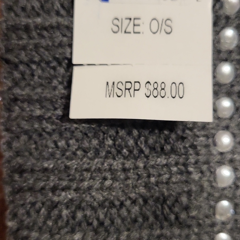 Michael Kors Charcoal Knit Scarf with Pearl Details - Picture 2 of 2
